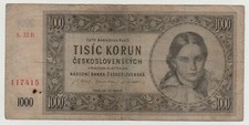 CZECHOSLOVAKIA 1000 KORUN 1945 PICK 74 NOT PERF. ! LOOK SCANS