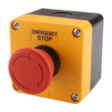 Red Emergency Stop Switch Weatherproof Push Button with Box 10A 660V 1NO 1NC