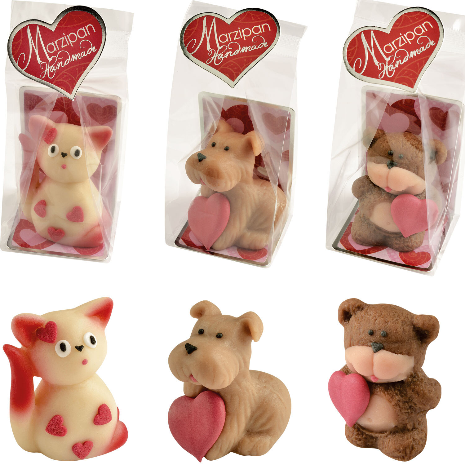 Thumbnail - Günthart 12 Marzipan Tiere Mit Herz Cellophan Beutel Als Geschenkidee