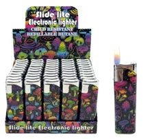 50 PACK Refillable Classic Cigarette Colorful Color Slide  Lighters  - Wholesale