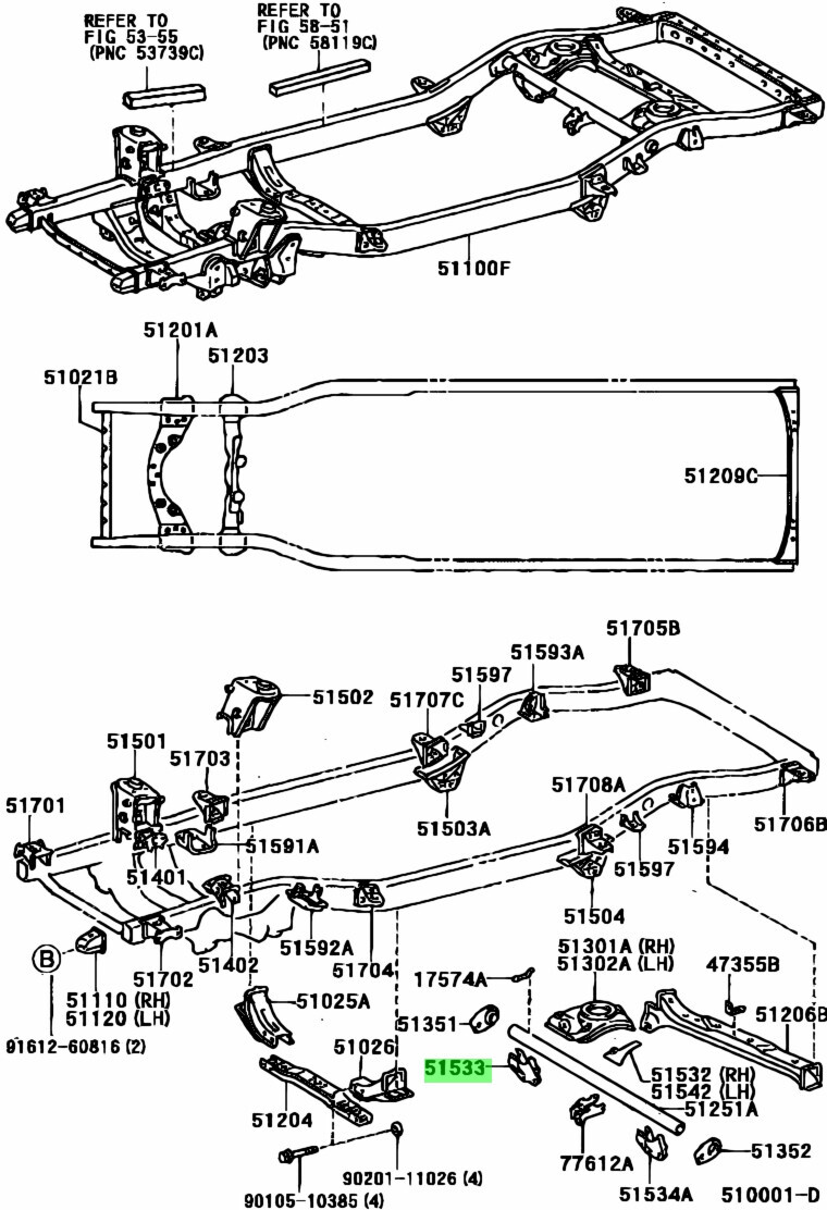 2箱 TOYOTA Genuine OEM Bracket, upper control link, rh 5153335020