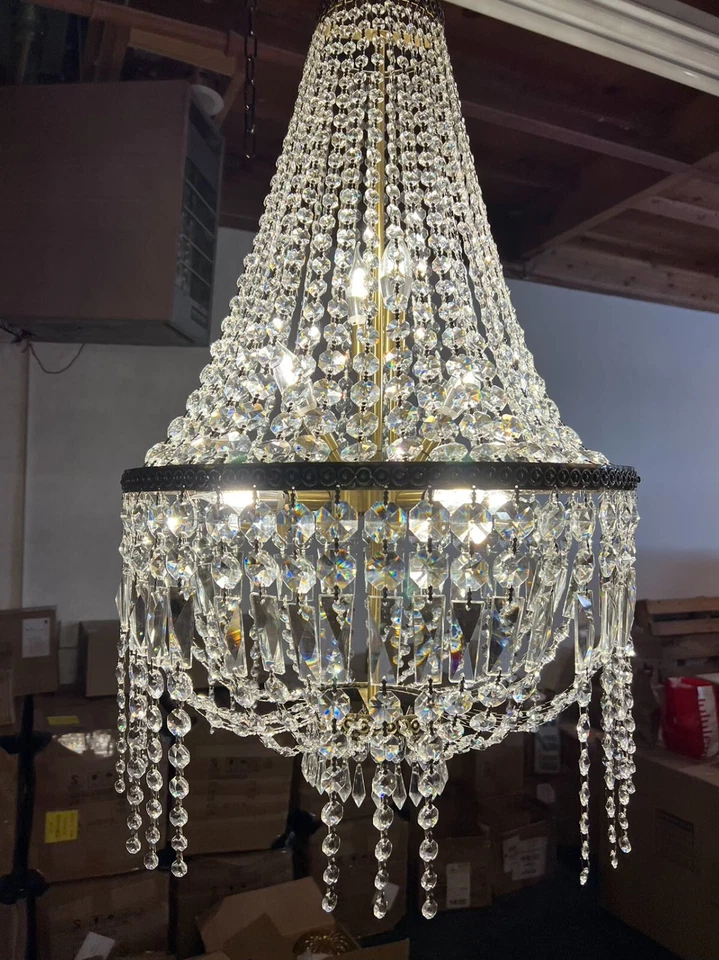 LÁMPARA METROPOLITANA 8 LUCES ACABADO BRONCE ANTIGUO Y CRISTAL TRANSPARENTE Foto 3 de 4