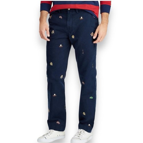 Polo Ralph Lauren Collegiate Embroidered Navy Chinos Size 34 - Picture 3 of 14