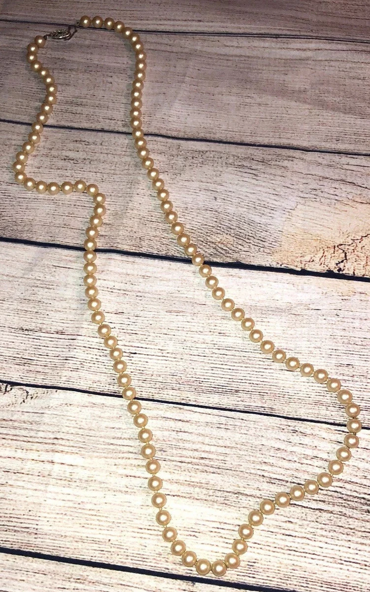 Vintage 36 faux pearl necklace clasp marked G Silver