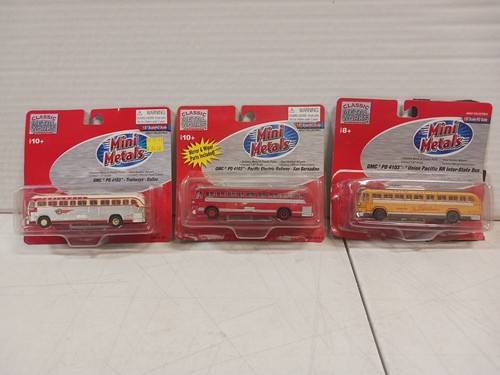 Lote de autobuses Trailways Classic Metal Works escala HO metal 32110, 32118, 32105 (X3) | Zustand: New