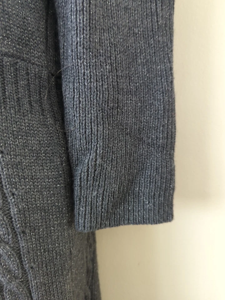 Women's Alex Marie Sparkle Gray Wool Acrylic Knit 3/4 Sleeve A-Line Dress Sz Med - Image 4 of 4