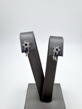 14k White Gold Cubic Zirconia Lever Back Flower Earrings