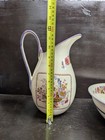 Italian Pitcher Antique 12” Striped Wash Basin White Floral Multicolor — photo 10