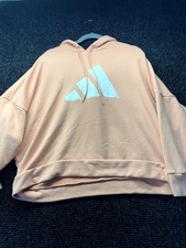 Adidas Hoodie Womens 3X Peach Logo Primegreen Fleece Lined Gym Walking Pullover