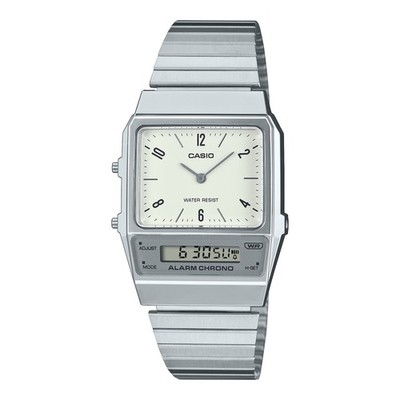 Womens Wristwatch CASIO AQ-800E-7A2EF Stainless Steel White Alarm VINTAGE