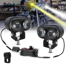 2x Led Spot Light Auxiliary Motorcycle Headlight Driving Fog Lamp Yellowwhite