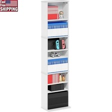 9-Shelf Media Storage Rack Adjustable DVD CD Blu-Ray Game Storage Wall Mountable