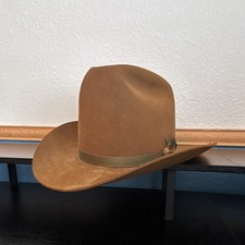 John B. Stetson 4X Beaver Brown Western Cowboy Hat w/ Feather Band