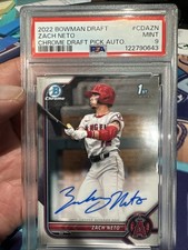 2022 BOWMAN DRAFT CHROME DRAFT PICK AUTOGRAPHS ZACH NETO PSA 9
