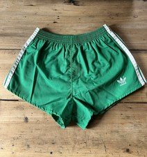 VTG 1980s ADIDAS SHORTS FOOTBALL SOCCER RUNNING MENS M 32-34 GREEN ATHLETIC NICE