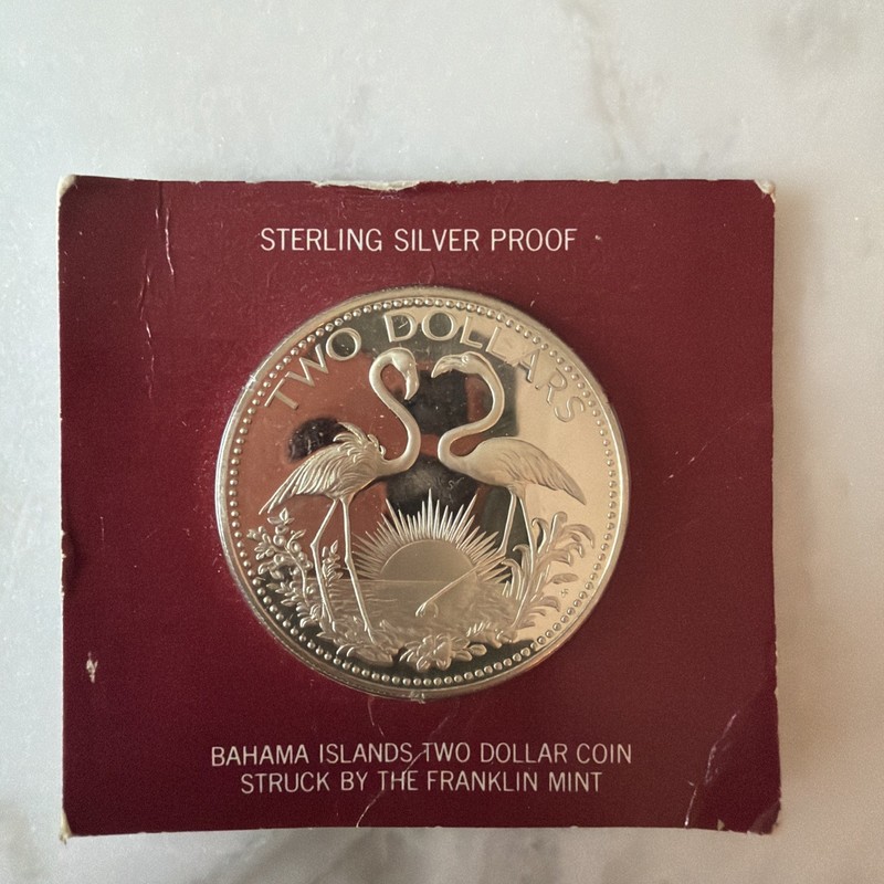 1974 Bahama Islands Sterling Silver Proof Coin 1.2 oz Total Weight Sealed NR