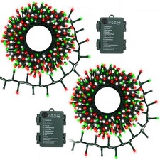 2 Pack Christmas Lights Red White Green, Total 20Ft 400 LED String Lights wit...