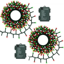 2 Pack Christmas Lights Red White Green, Total 20Ft 400 LED String Lights wit...