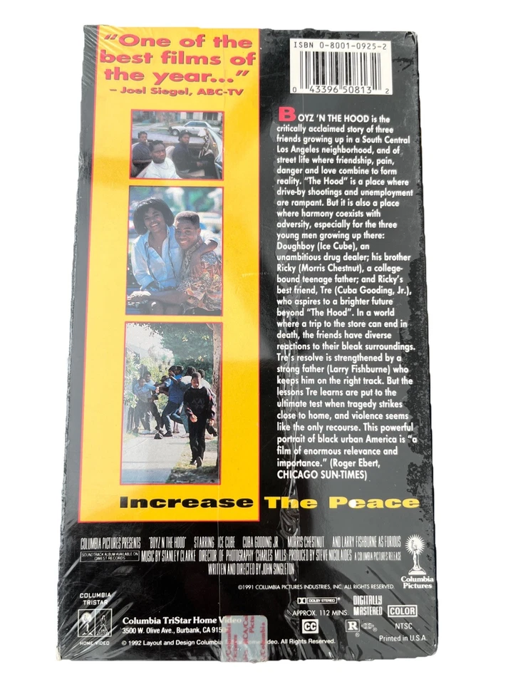 BOYZ N THE HOOD VHS 1991/92 FACTORY SEALED ICE CUBE Columbia Tristar rated R - Image 2 of 3