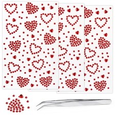 3Sheets Heart Gem Stickers Jewels for Crafts, Face Makeup - Self 07.red Heart