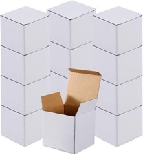 12 Pcs Shipping Boxes, 5x5x5Inches, White Kraft Corrugated Cardboard