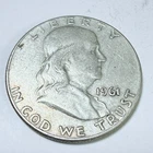 1961 D Franklin Half Dollar • 90% Silver Circulated Coin #6000