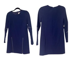 Artelier Blue Midi Zipper Dress Long Sleeve