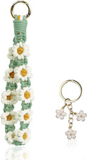 2 PCS Flower Keychain Wristlet Cute Bag Charms Wrist Lanyard Handbag Backpack Ac