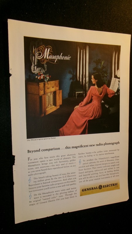 (3) different GENERAL ELECTRIC RADIO-PHONOGRAPH ads ...1940s...