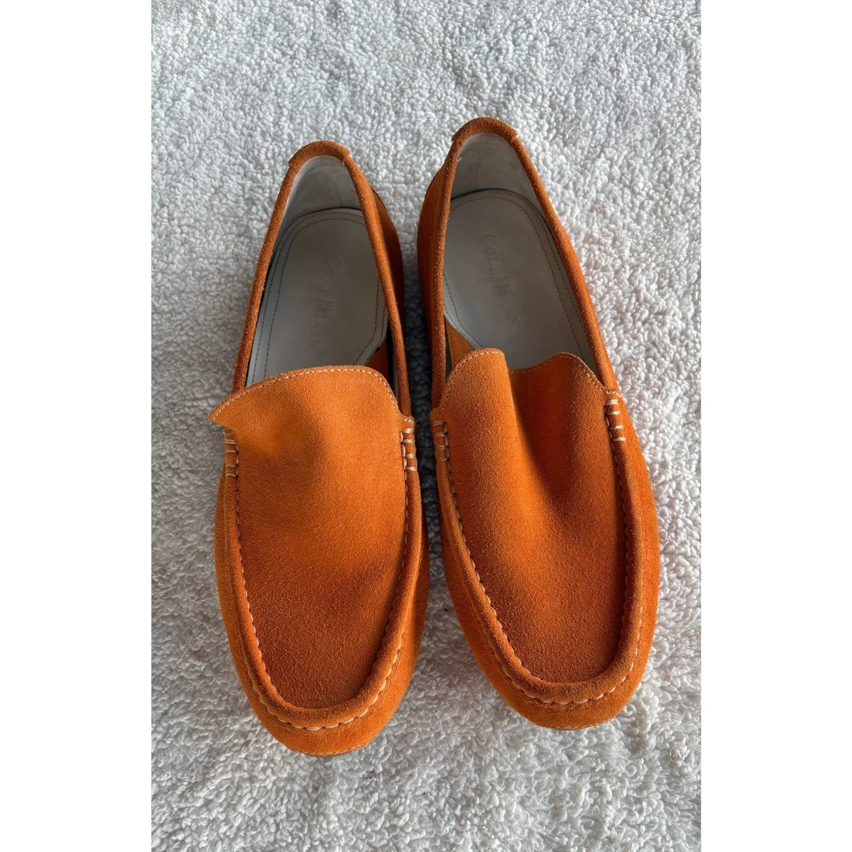 Cole Haan Light Grey Knit Wingtip Loafers with Orange Sole Size 11 Men main image 3