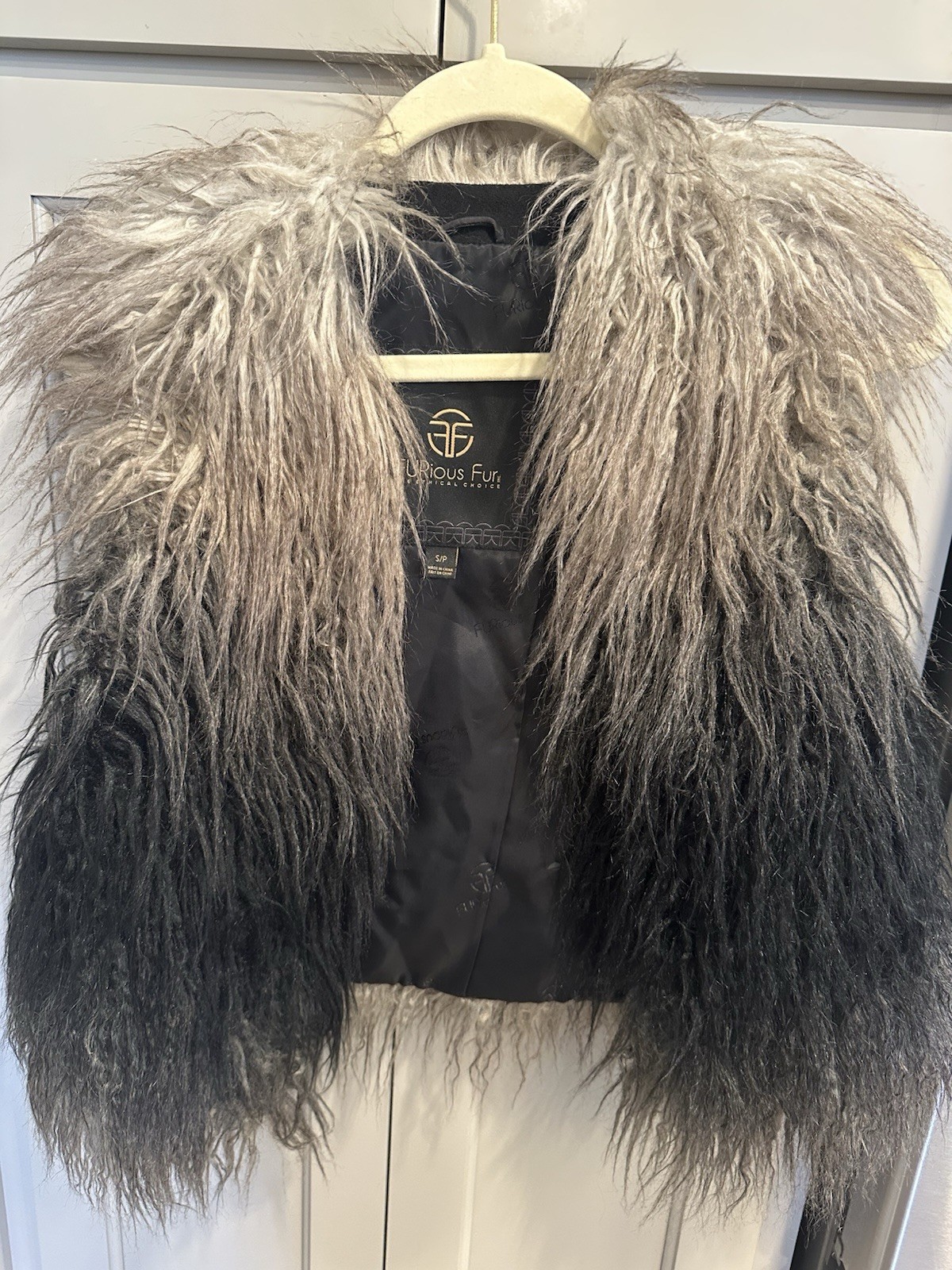 Furious Fur Faux Vest Women's Sz Small Long Hair Lined Sleeveless Vegan
