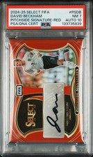 2024-25 PANINI SELECT FIFA PITCHSIDE SIGNATURES RED DAVID BECKHAM PSA 7 AUTO 10