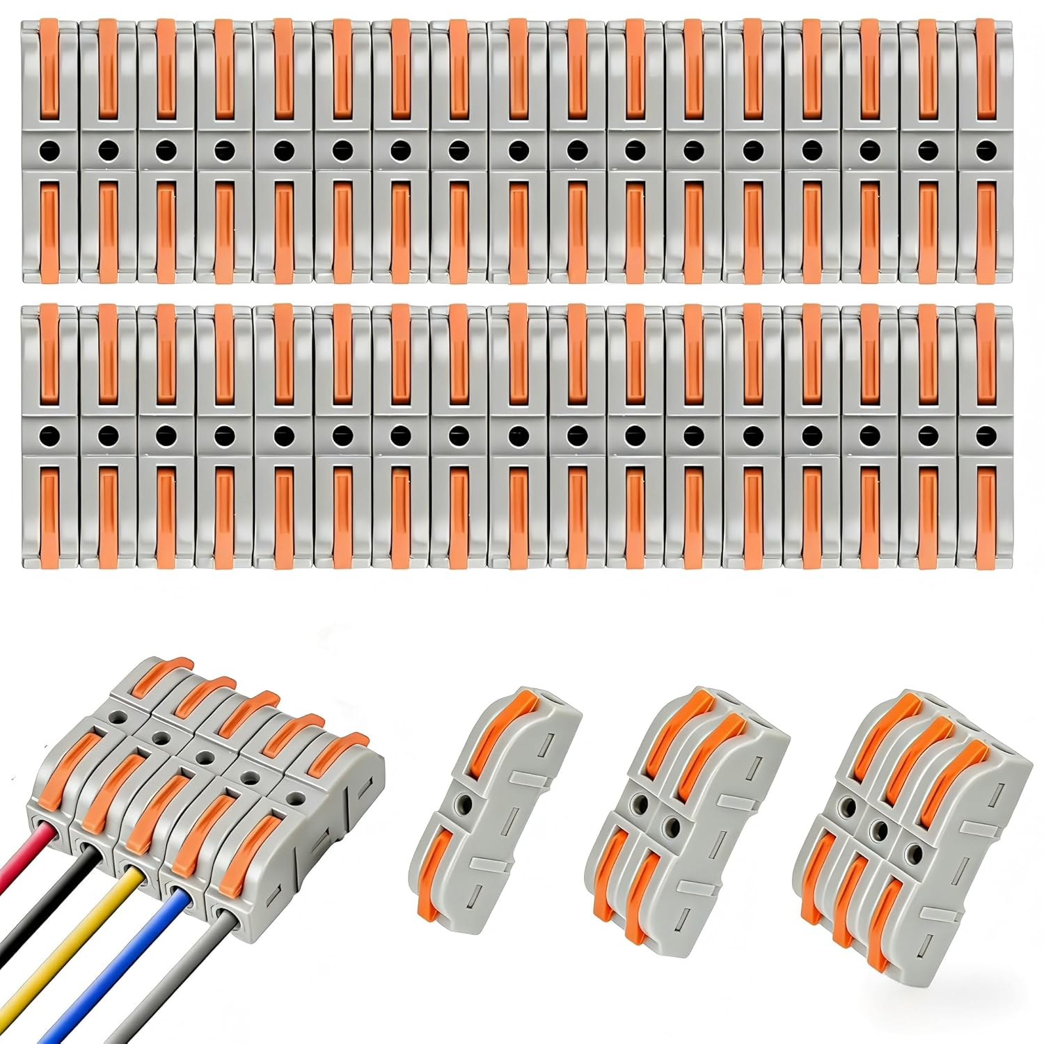 35Pcs Wire Connectors, Electrical Connectors Quick Dual Wire Terminal Block,Cabl