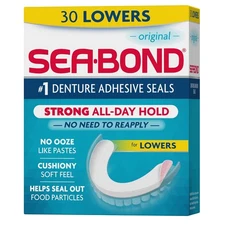 Sea Bond Secure Denture Adhesive Seals, Original Lowers, 30 Count (Pack of 1) 