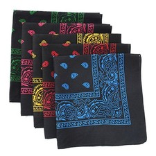 Black Hip Hop Bandana Kerchief Unisex Hair Band Neck Scarf Paisley Headwear Wris