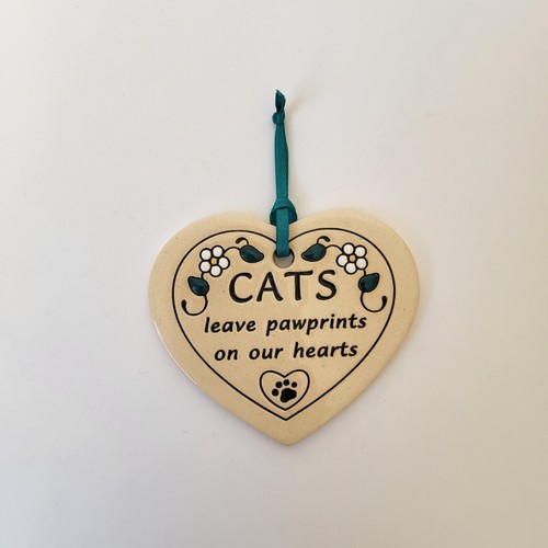 Targa cuore gatto piccolo ceramica Trinity vintage stampe zampe sui nostri cuori made in USA - Foto 1 di 6