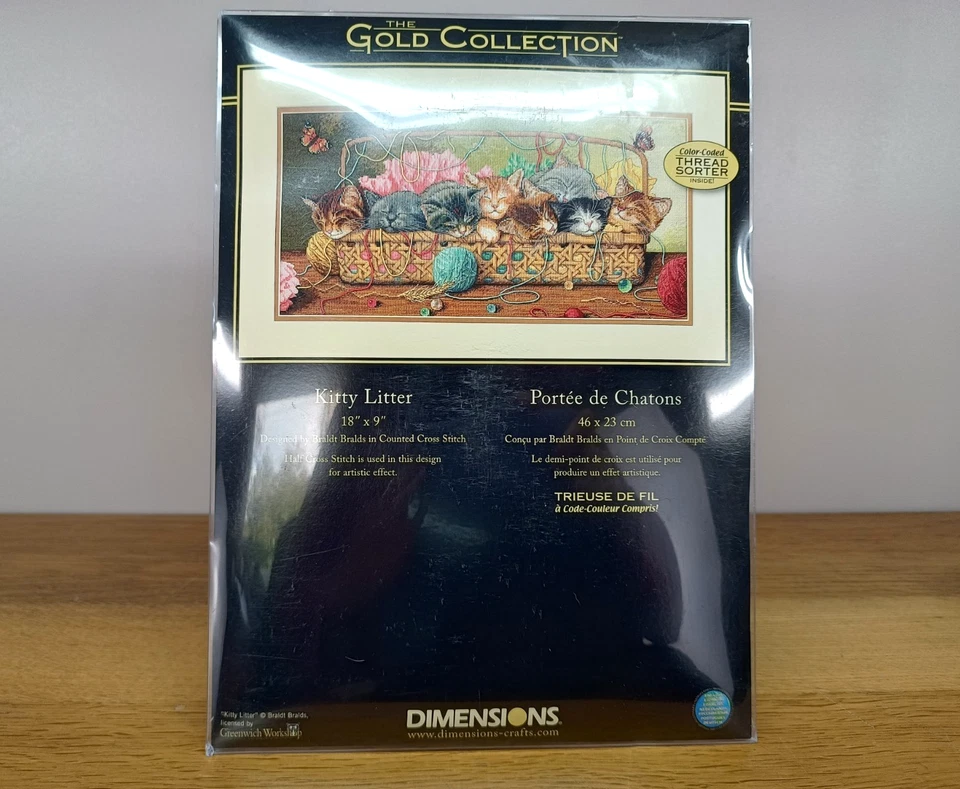 DIMENSIONS The Gold Collection cross stitch kit 'Kitty Litter' by Braldt Bralds - Image 2 of 4