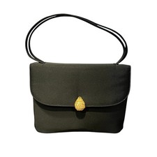 Vintage Coblentz Black Satin Evening Purse Bag w/ Gold Hardware Small 7