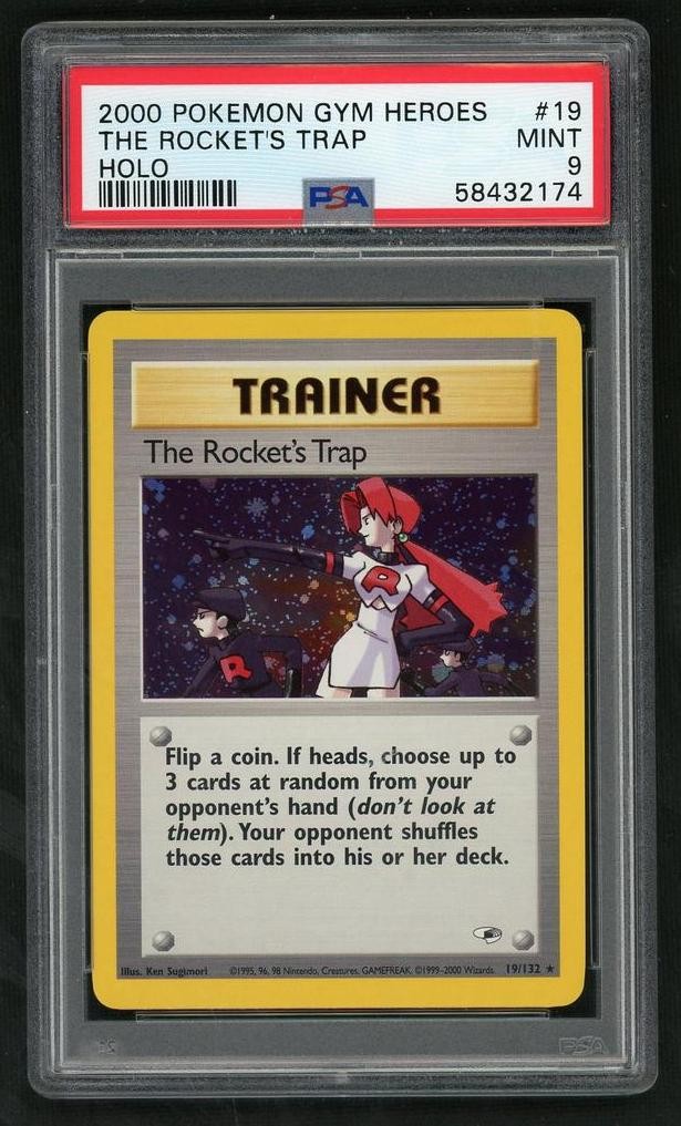 2000 Pokemon Gym Heroes Holo the Rocket's Trap #19 PSA 9