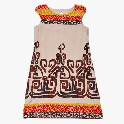 Sangria Dress Womens 8 Aztec Tribal Print Jersey Shift Artsy Boho Chic