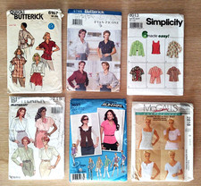 Lot of 6 Vintage Sewing Patterns For Ladies Tops/Shirts - Butterick, Simplicity
