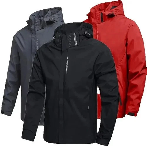 Men’s Waterproof Rain Jacket Lightweight Hooded Windproof Outdoor Hiking Coat - product listing photo