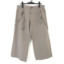 Yamamoto Japanese Designer Wide Herringbone Stripe Pants Mocha Gray 1 Used