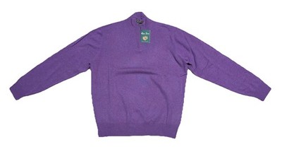 NEW Alan Paine Cashmere Sweater Mens UK 48/EU 56 Plum Melange 1/4 Zip Mock NWT