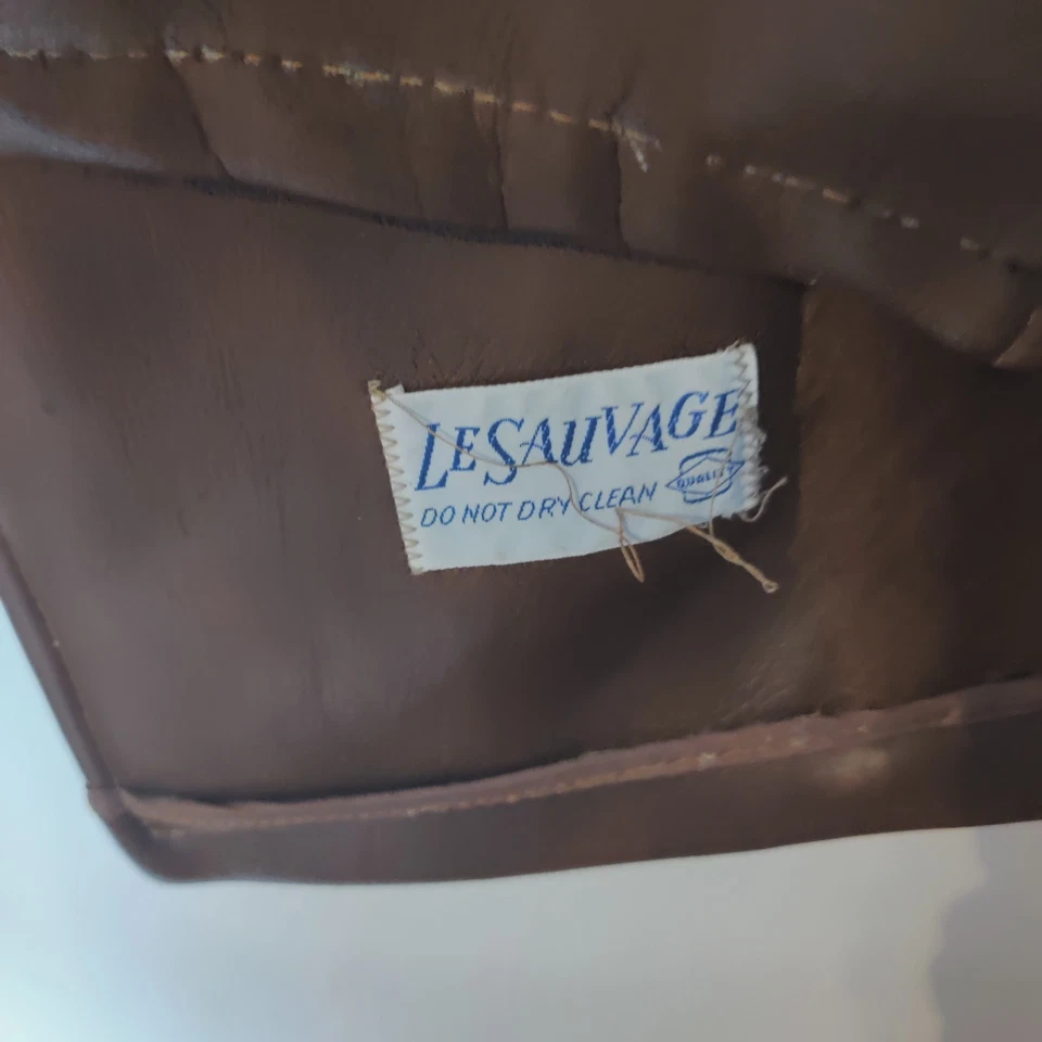 Chaqueta De Colección Le Sauvage Imitación Cuero Hombres 40 Marrón Disco Mob Años 70 Barnstormer Foto 3 de 4