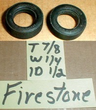 1 pr   treaded FIRESTONE Tires by REVELL 1/32nd Slot Car T 7/8 X W 1/4 X 1/2