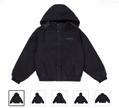 Supreme x Timberland Ventile Utility Jacket Black Mens S Hooded Snap Logo - product listing photo
