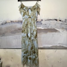 AMUSE SOCIETY Dress NWT Women's M Midsummer Flowy Midi Sea Wind Beach Green Blue