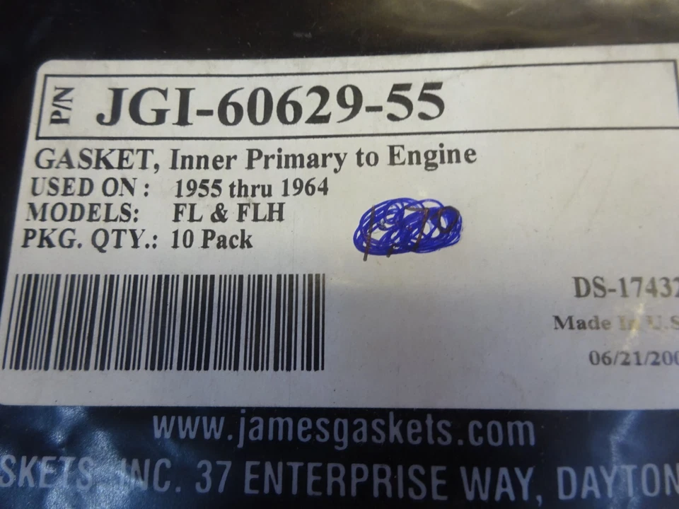 VINTAGE Harley PANHEAD 55-64 Rpl 3 Pack of INNER PRIMARY to ENGINE Gaskets - Image 3 of 3