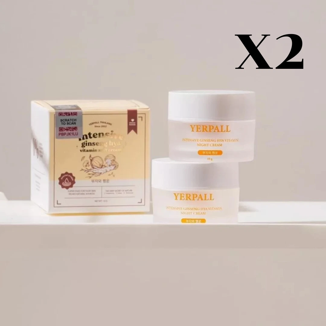2x Yerpall Intensive Ginseng Hya Vitamin Night Cream moisture Reduce wrinkles